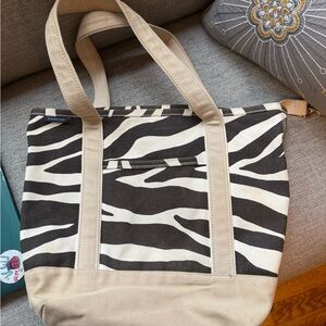 Lands End Zebra Canvas Tote Bag